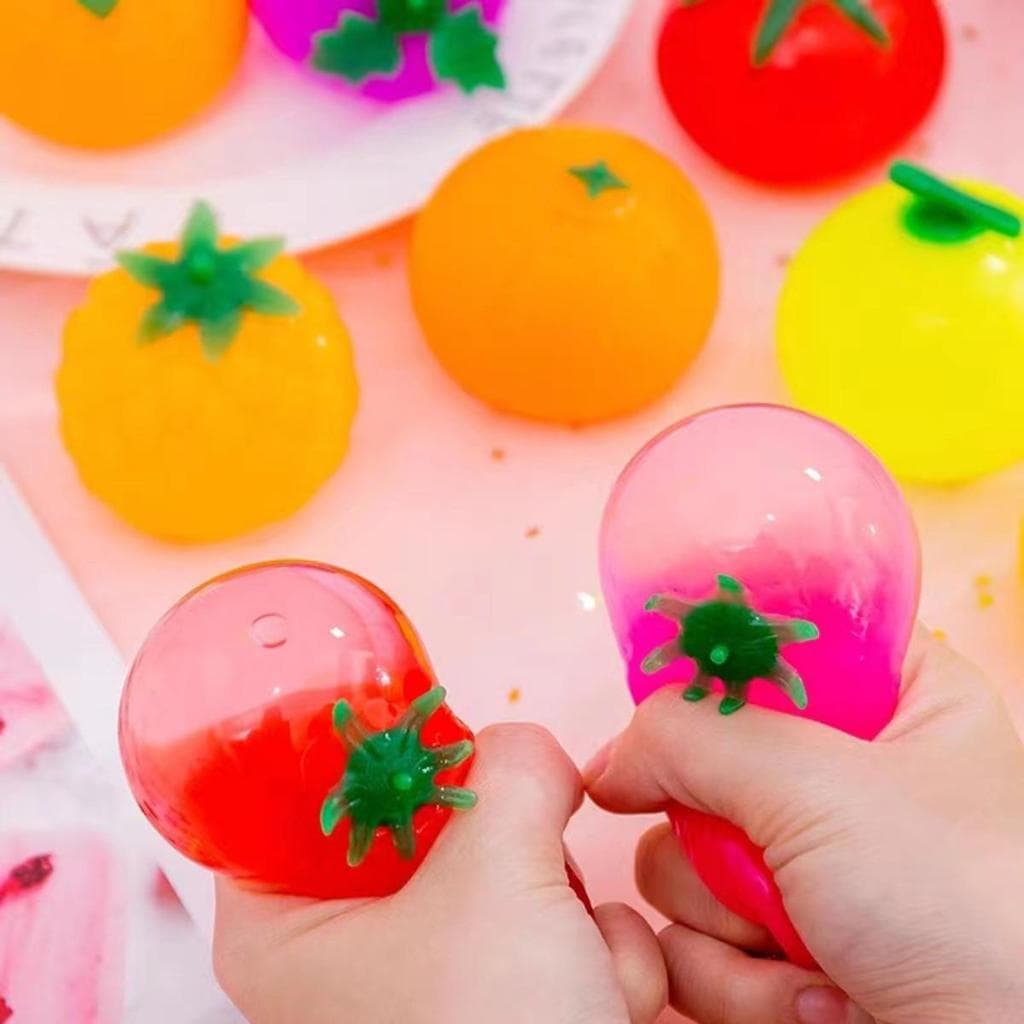 Bola De Apertar Água De Frutas , Brinquedo Macio De Alívio De Estresse Mole TPR Sensorial De Inquietação Com Design Fofa