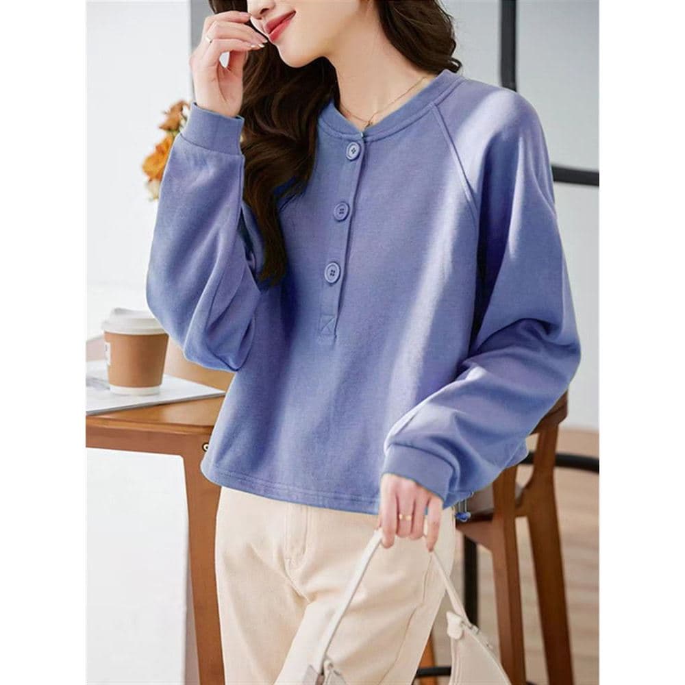 2023 novo estilo exterior Wear primavera outono fino moletom feminino nicho All-Match pequeno fresco três botões pulôver