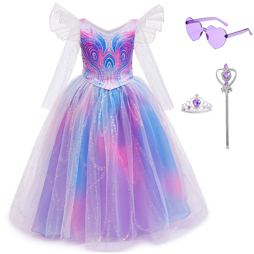 Vestido Glinda para Meninas, Fantasia de Princesa de Manga Longa para Festa de Verão, Cosplay, Carnaval, Halloween BPOR