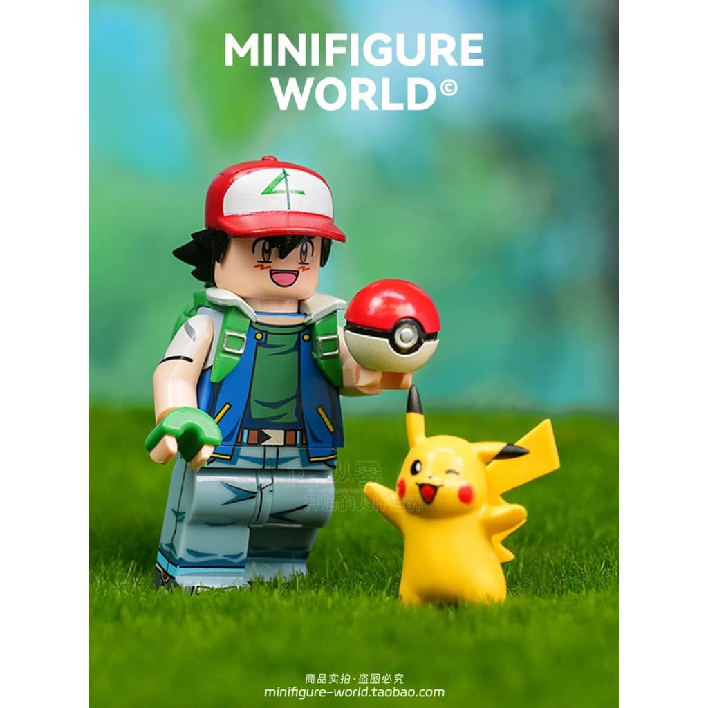Pokémon Pokémon Xiaozhi Rockets Meow Monster Poké Ball Anime Bloco de construção de terceira festa Brinquedos de montage
