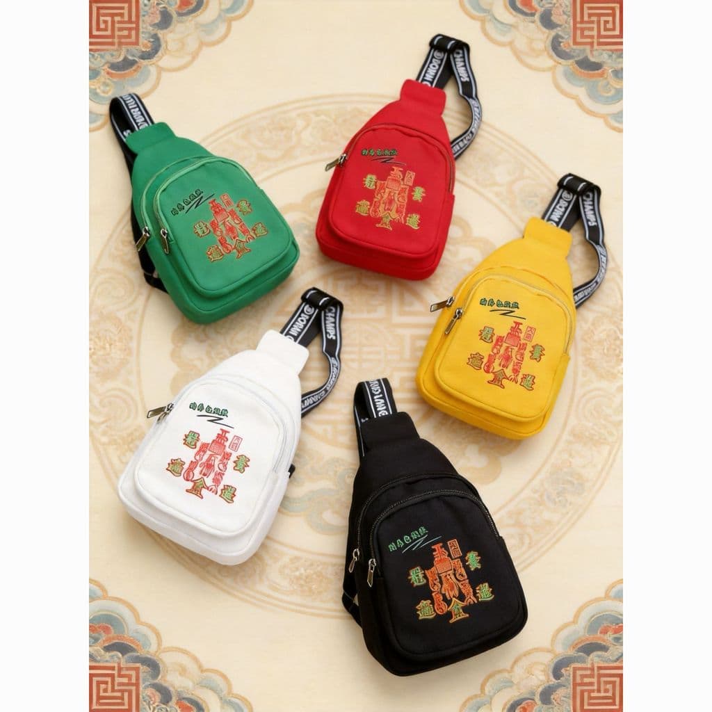 Bolsa de peito estilo chinês com os cinco elementos para homens e mulheres, bolsa versátil da marca da moda, bolsa para