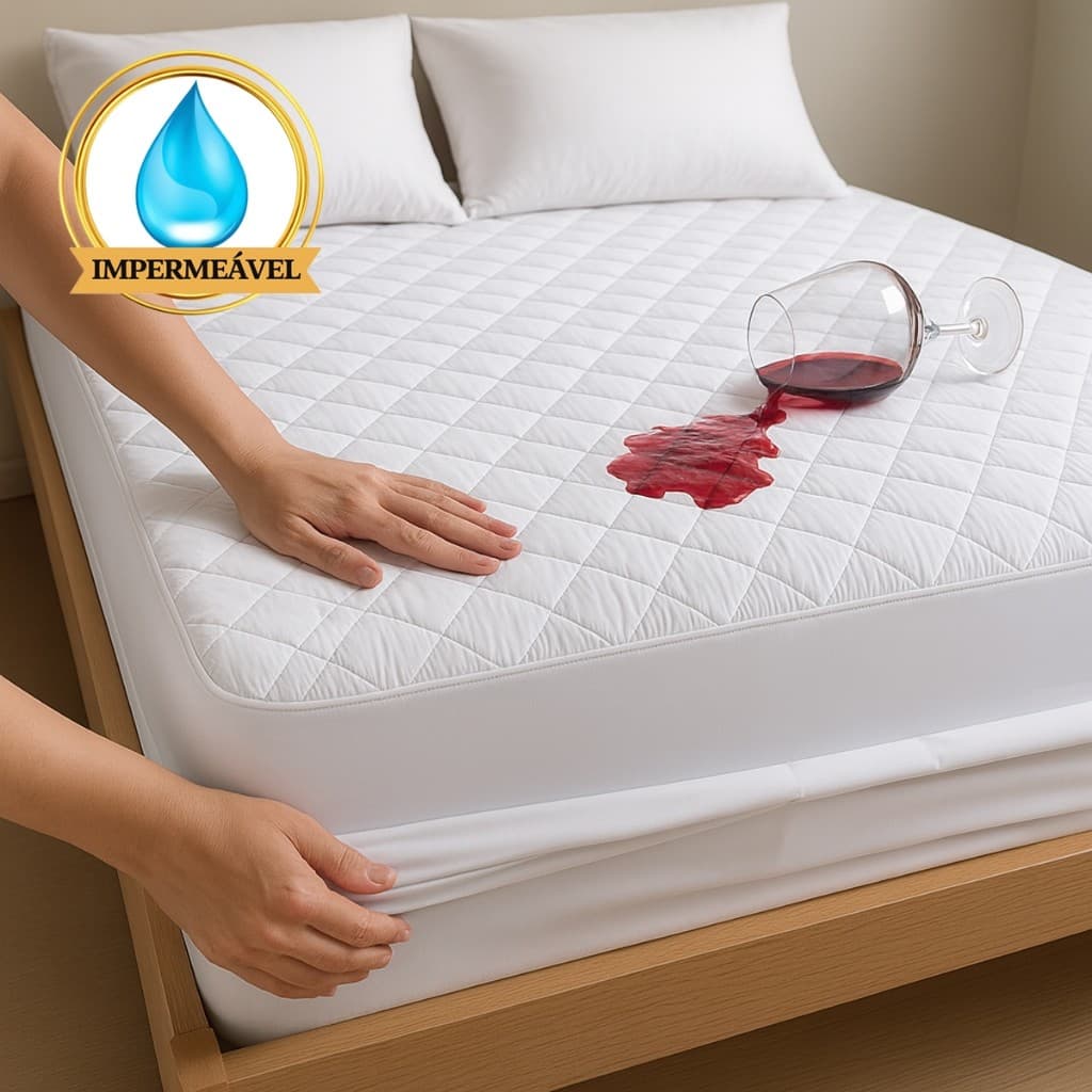 Protetor de Colchão Impermeável Matelado com Elástico para Cama Solteiro Casal Queen King