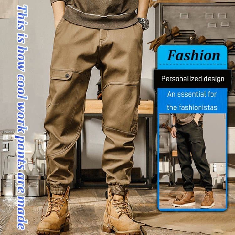 [Estilo Moderno] Calças masculinas casuais Loose Straight Overalls/Calças Harem/Calças de algodão pesadas