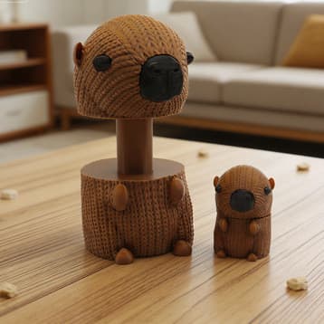 3D Malha Kapibara Rotativa Decoração de Sala de Estar Pequena Boneca de Brinquedo Novo Estilo Figura Animais Periféricos
