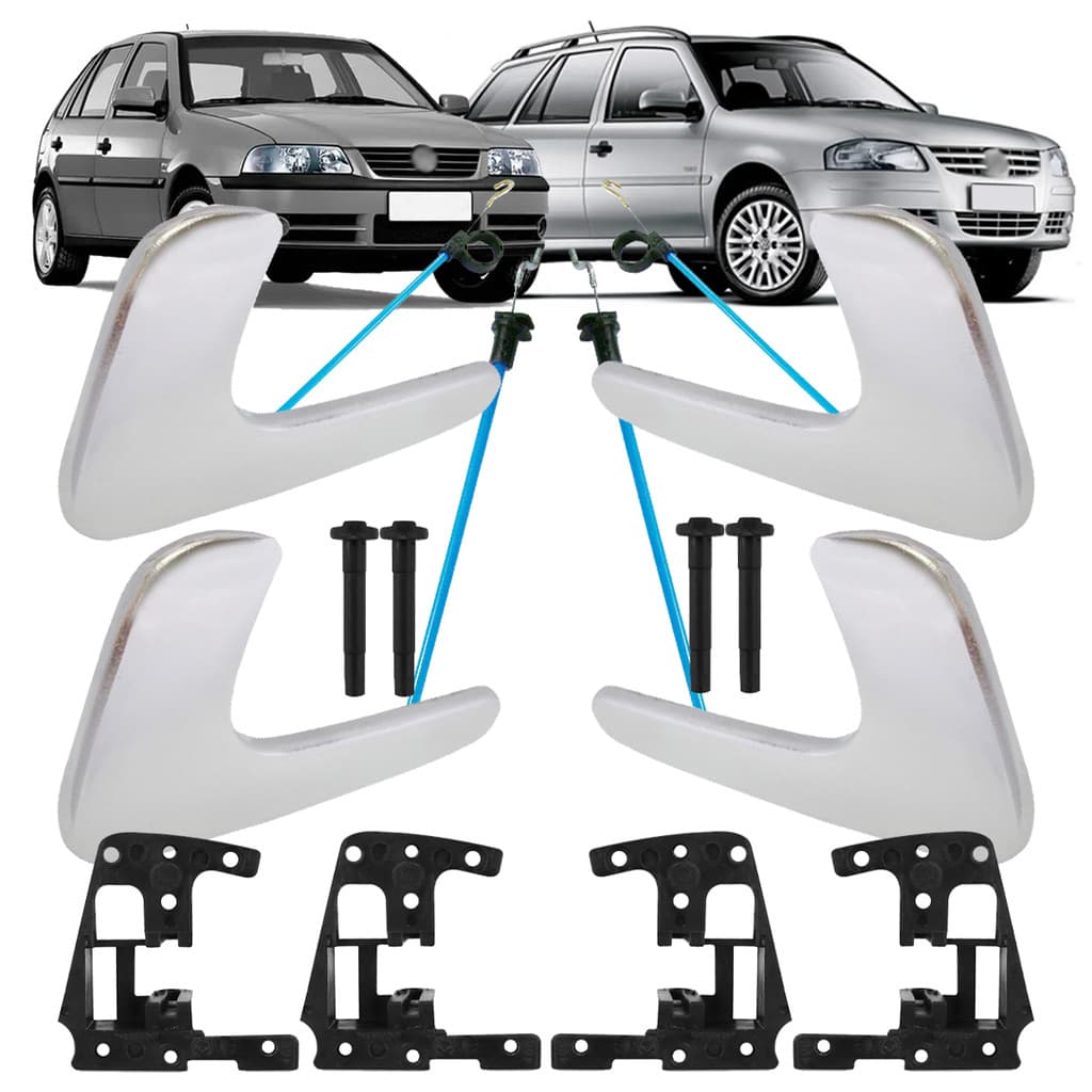 Kit 4 Maçanetas Interna Cromada + Cabos + Suporte Gol G3 4 Portas