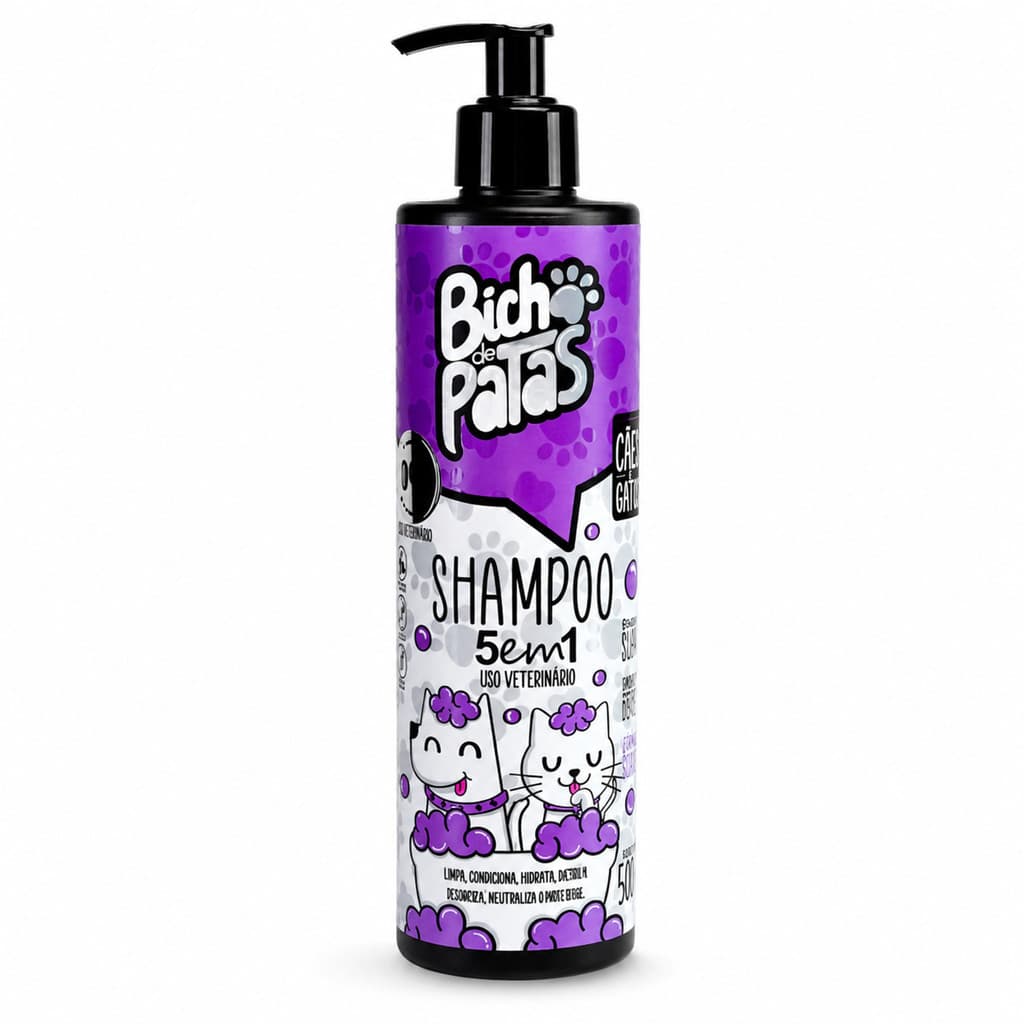 Shampoo Pet 5 em 1 Cachorro e Gato Bicho de Patas 500ml