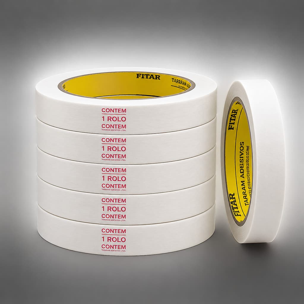 Fita Crepe Adesiva Fitar 18mm x 45m Uso Geral Pintura Artesanato Fixação