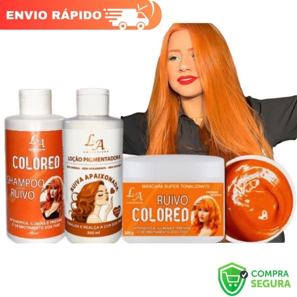 Kit Matizador Ruivo Loção - Shampoo - Máscara Completo S/Amônia 300g L&A