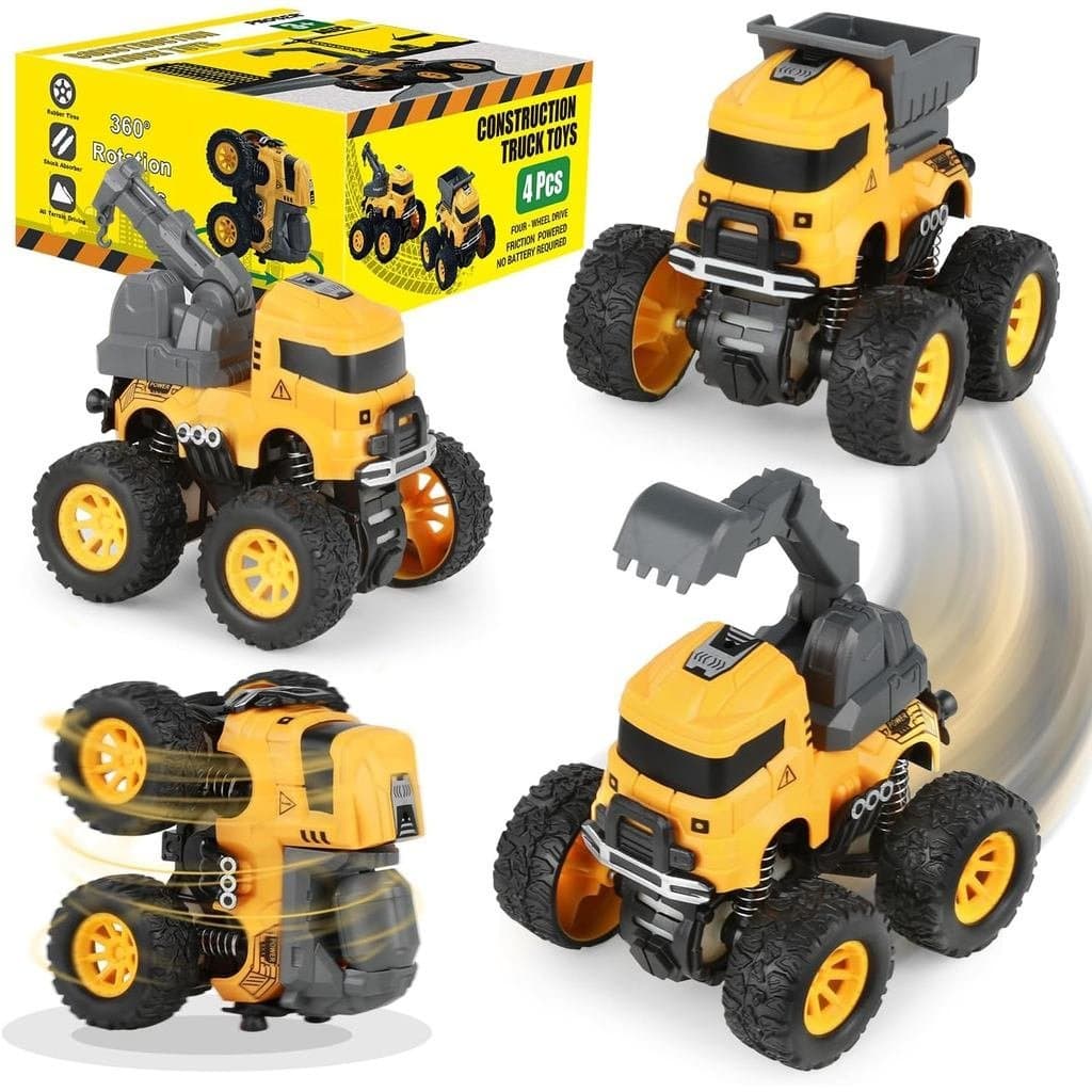 Brinquedos De Caminhão De Construção , Caminhões De Brinquedo Push and Go Para Crianças De 3 A 8 Anos , 4 Pacotes De Car