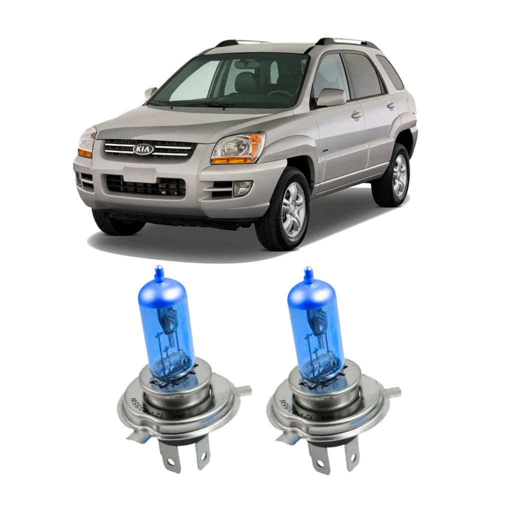 Par de Lâmpadas Super Branca Farol para KIA Sportage 2006 2007 2008 2009 2010 8500k H4