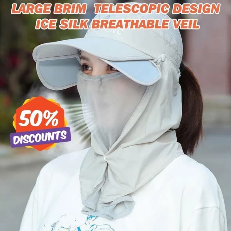 [Estilo Versátil] Chapéu de Sol Feminino com Protetor Facial / Chapéu de Verão para Mulheres / Uso ao Ar Livre