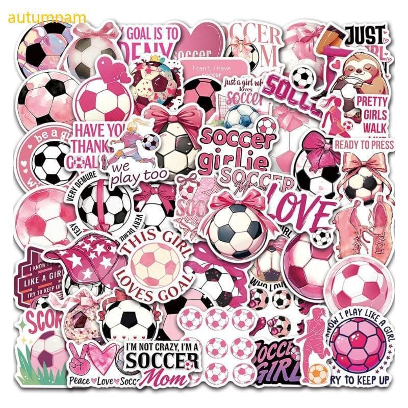 Autumnam 100 Unidades Rosa Adesivo Temático De Futebol Esportivo Para Notebook Laptop Malas De Telefone