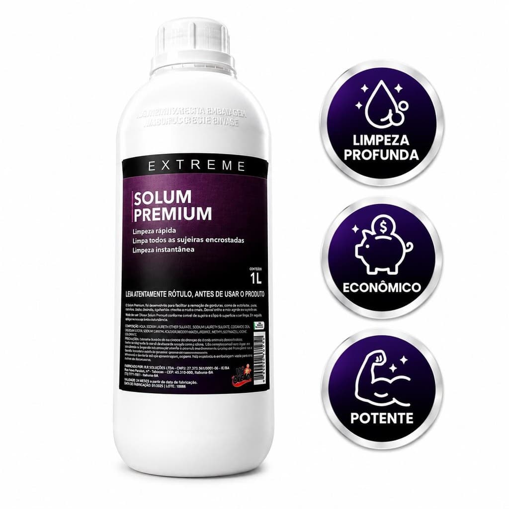 SOLUM PREMIUM Concentrado Limpeza Pesada Estética Automotiva Profissional Manutenção de Motores Lavagem de Chassis