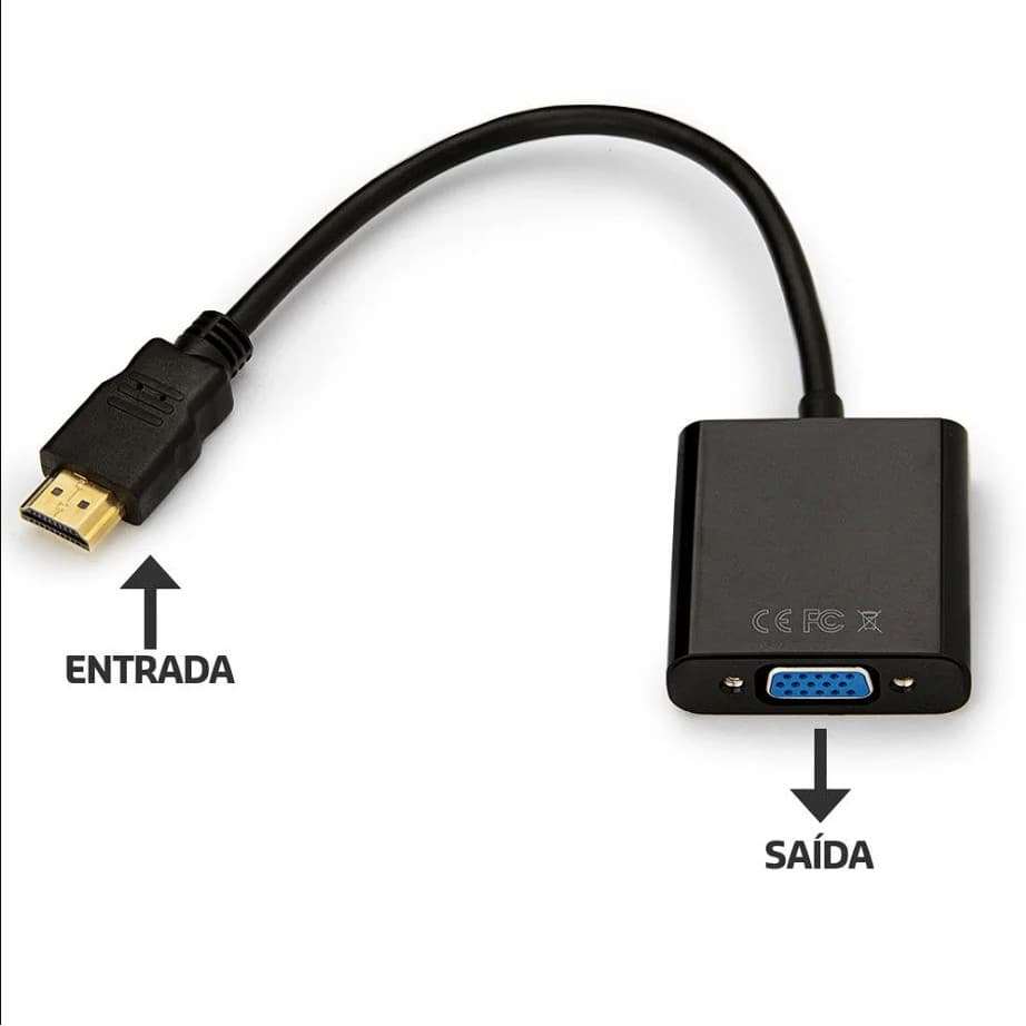 Mini Adaptador Conversor Hdmi Para Vga Transmite Monitor Projetor Áudio E Vídeo