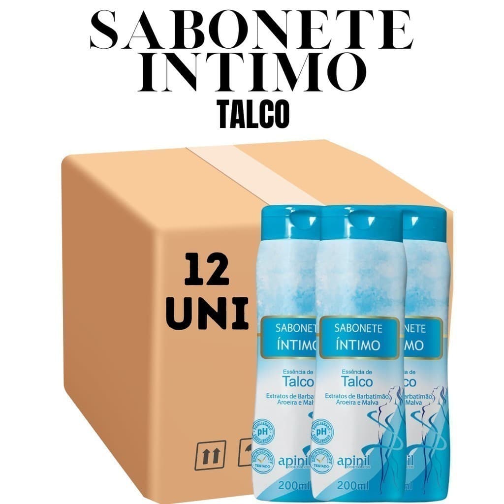 Kit 12 Unidades Sabonete Feminino Íntimo Apinil 200ml Talco - Promoção (Campanha)