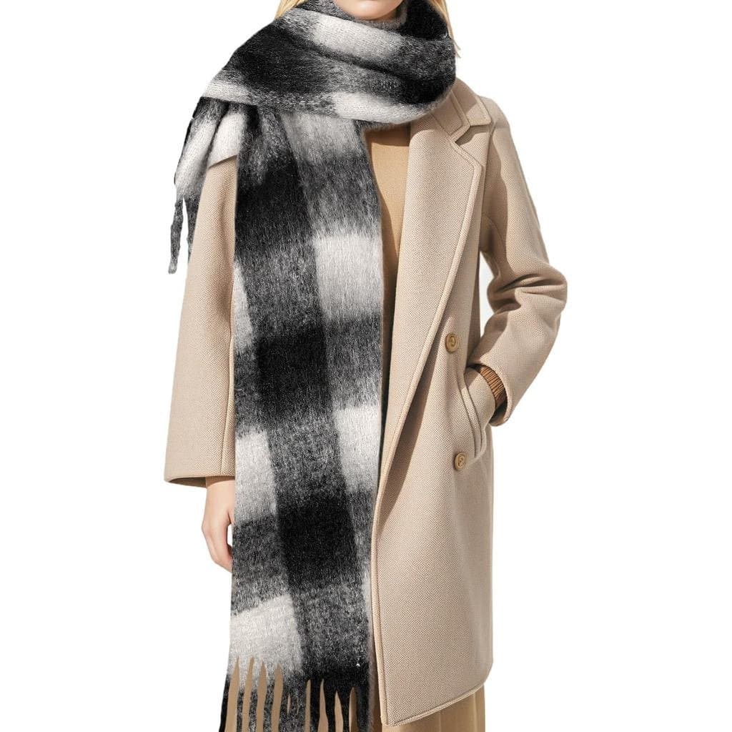 Cachecol de Inverno Feminino, Cachecol Vintage de Mohair, Adequado para Clima Frio, Cachecol Grande e Grosso com Toque d