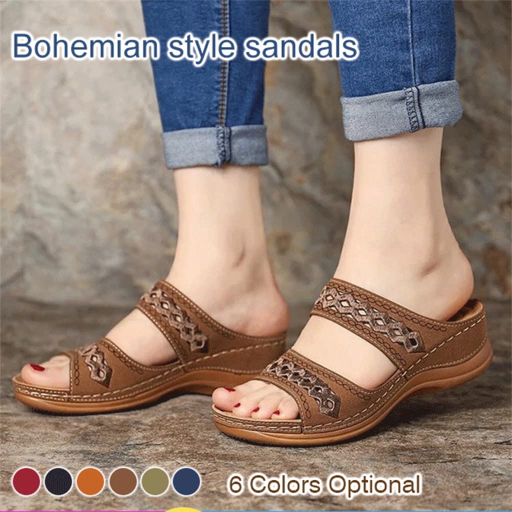 [Estilo Boêmio]Fashionable vintage Bohemian style sandals/Sandálias/Femininas/Chinelos/Diários/Chinelas/Sapatos/Confortá