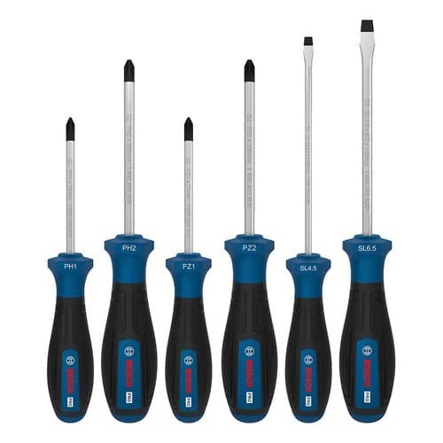 Kit Chave de Fenda e Philips Bosch Pro 6 Peças PH/PZ/SL Jogo Chaves Profissional Cabo Antirrolamento Ferramenta