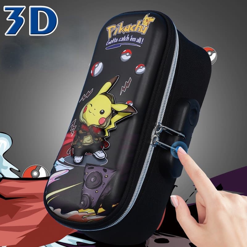 Caixa De Lápis Pokemon 3D Combinada De Fechadura Escolar Pikachu De Grande Capacidade Para Saco Estudante