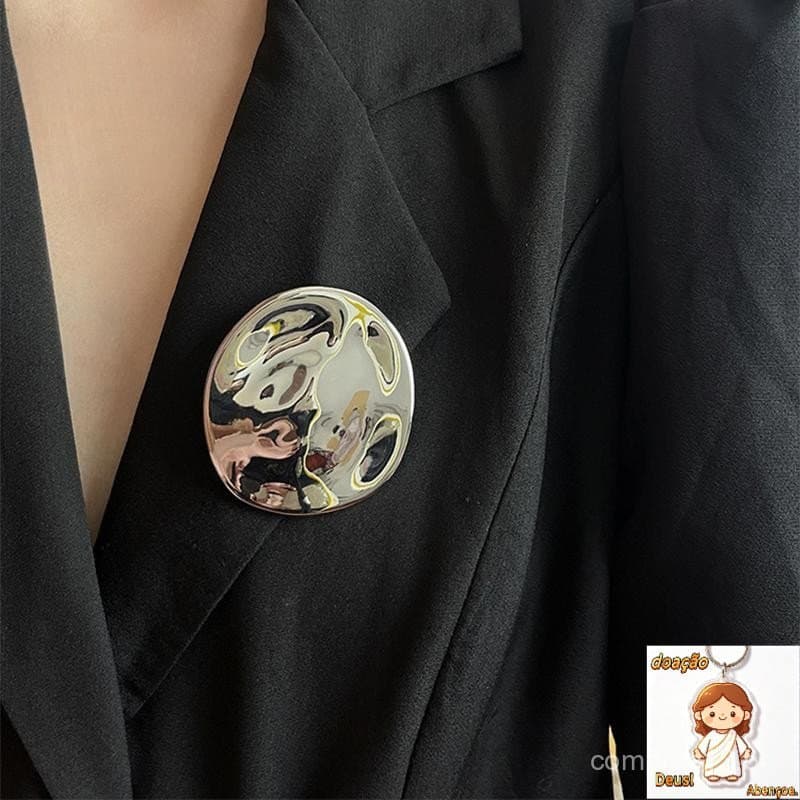 Moda Hoje Nova Minimalista Irregular Geométrico Metal Polido Broche Oval Para Mulheres Menina Festa Jóias Presentes .