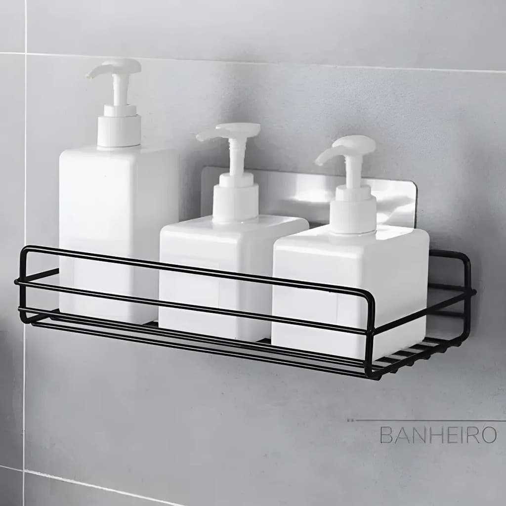 Suporte Prateleira Multiuso Aramado Sem Furo Adesivo Banheiro Cozinha Organizador Porta Shampoo 5kg
