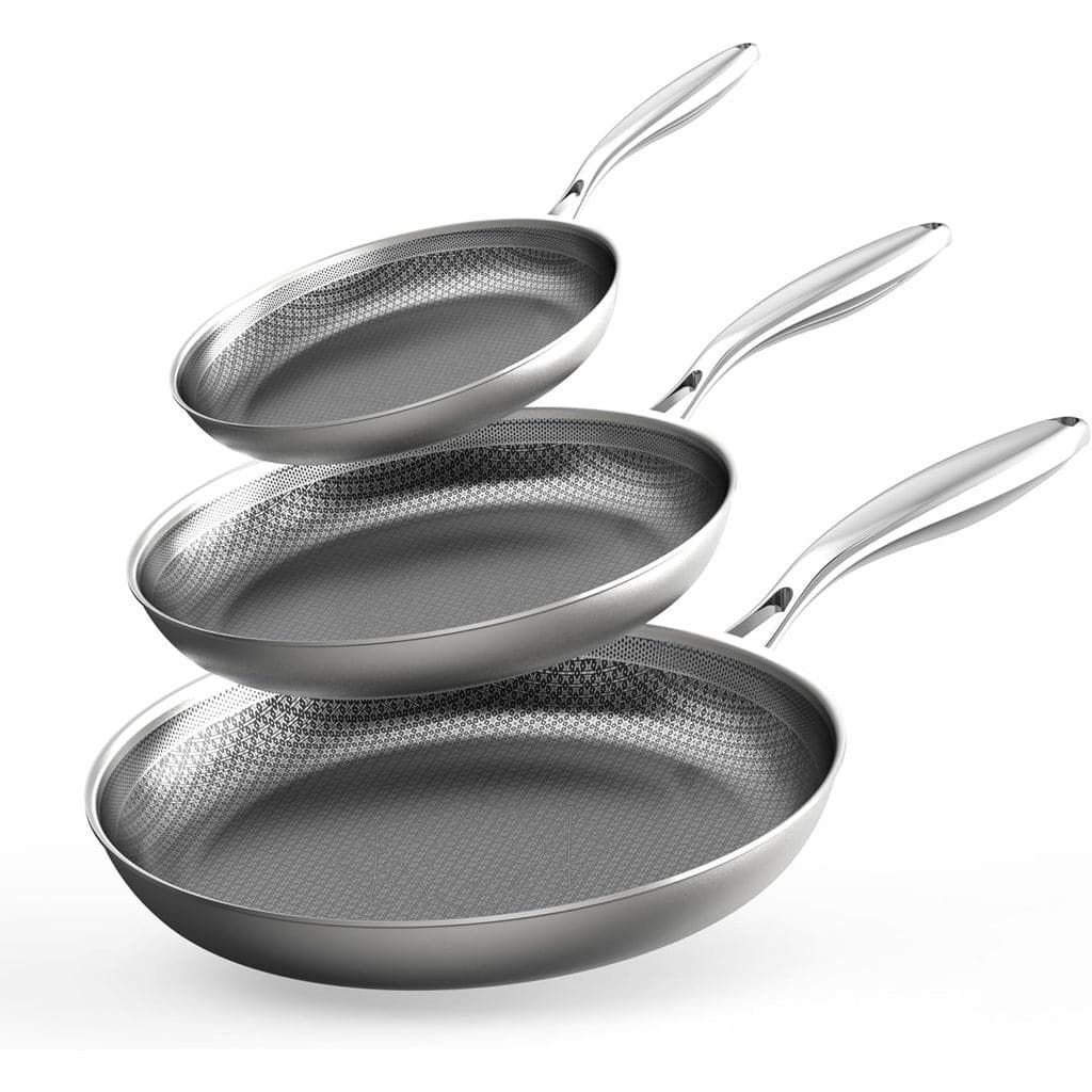 Conjunto de 3 Panelas de Aço Inoxidável COOKER KING (8+10+12 Polegadas), Panelas Antiaderentes para Indução, Panela de C