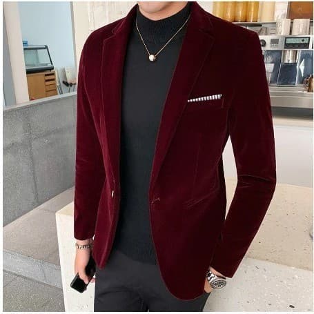 Jaqueta Blazer Masculina De Veludo Dourado , Slim Fit , Agasalhos Casuais Da Moda Para Outono E Inverno