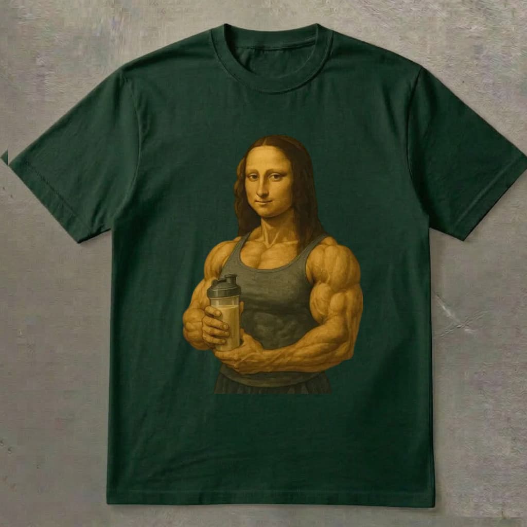 Camisa Monalisa pintura Moderna Meme Academia Corrida Caminhada  Regular Plus size Oversized