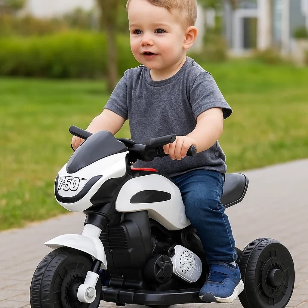 Moto Eletrica Infantil 6V Branca Mini Moto Motoca Bateria Recarregavel Passeio