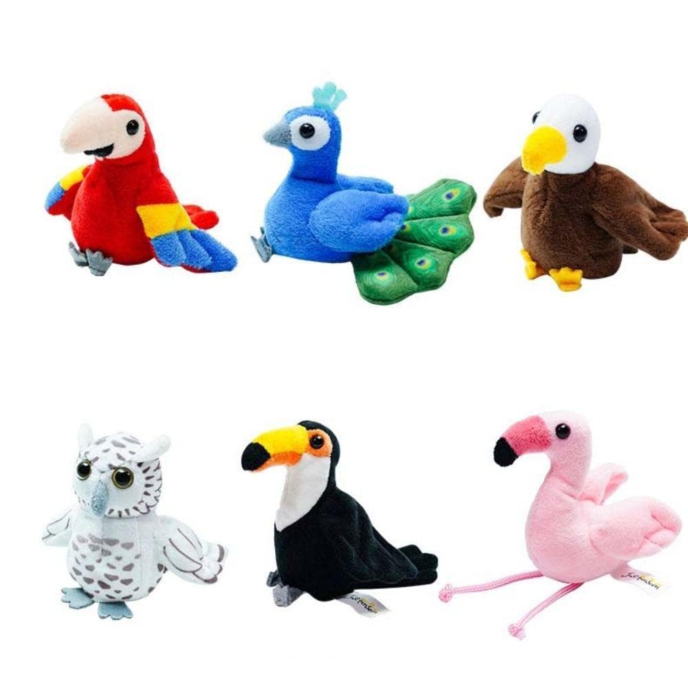 Fantoche De Dedo De Pássaro , Boneca De Pelúcia Papagaio , Mão Animal De Coruja De Pavão Kawaii