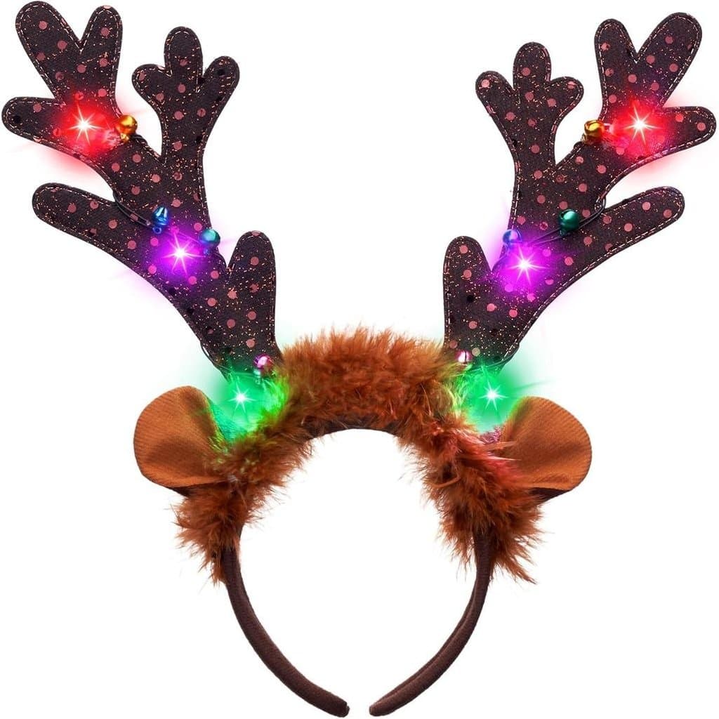 JOYIN Tiara de Rena Brilhante para o Natal, Acessório de Festa para Adultos e Crianças, Acessórios de Natal para Festas