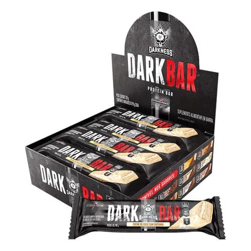 Barra De Proteína Dark Bar Sabor Creme de Coco Com Castanha Com 8 Unidades Darkness