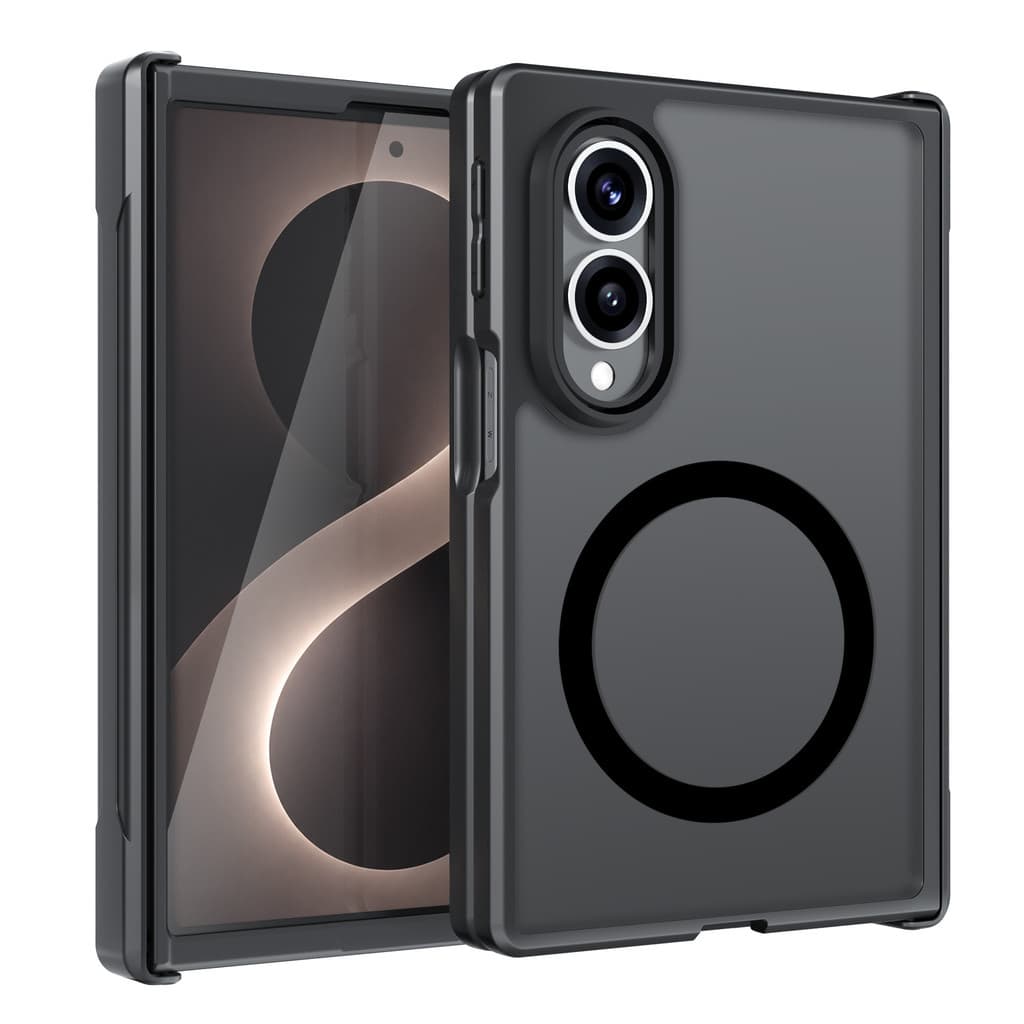 Capa Translúcida Preta Fosca Para Samsung Galaxy Z Fold 8 , Proteção De Dobradiça , Anti-Amarela , Fina , À Prova De Cho