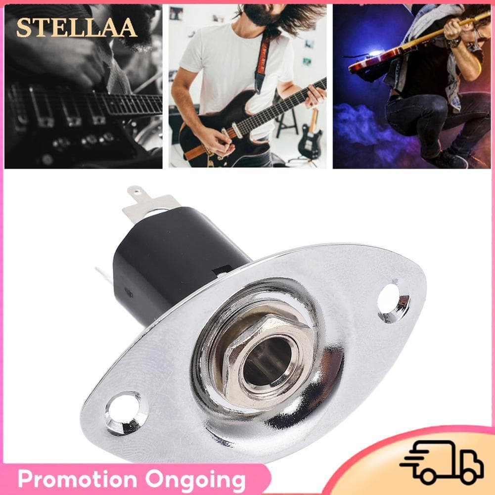Stellaa Guitarra elétrica jack placa de metal oval saída redução ruído realce potência adequado para a maioria das