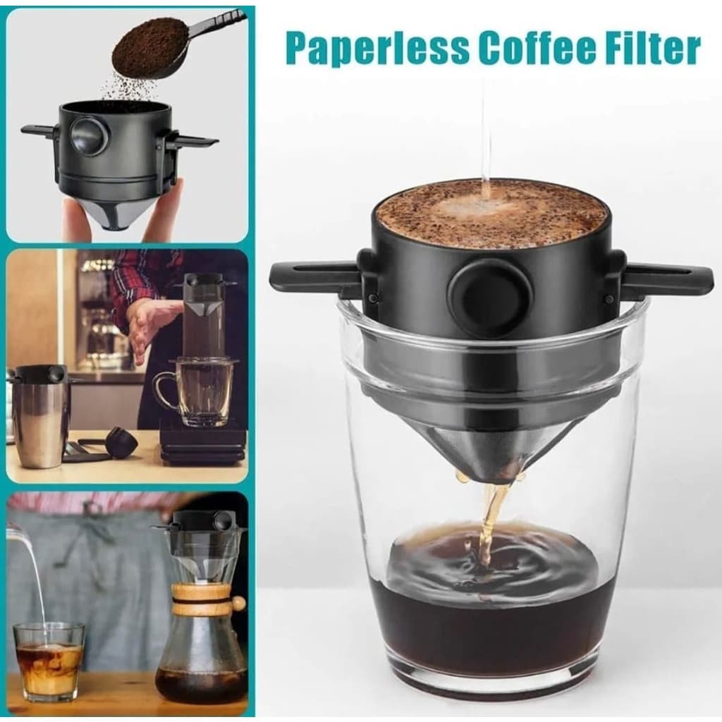 Filtro de Café Portátil, Mini Filtro de Café em Aço Inoxidável, Utensílio de Cozinha para Café por Gotejamento, Reutiliz