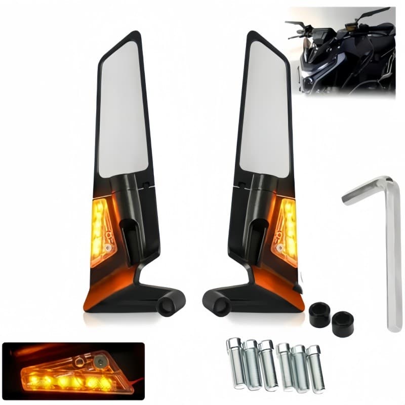 Espelho Retrovisor De Motocicleta De Asa Fixa Com Asa Corta Vento Stealth Aerodinâmic