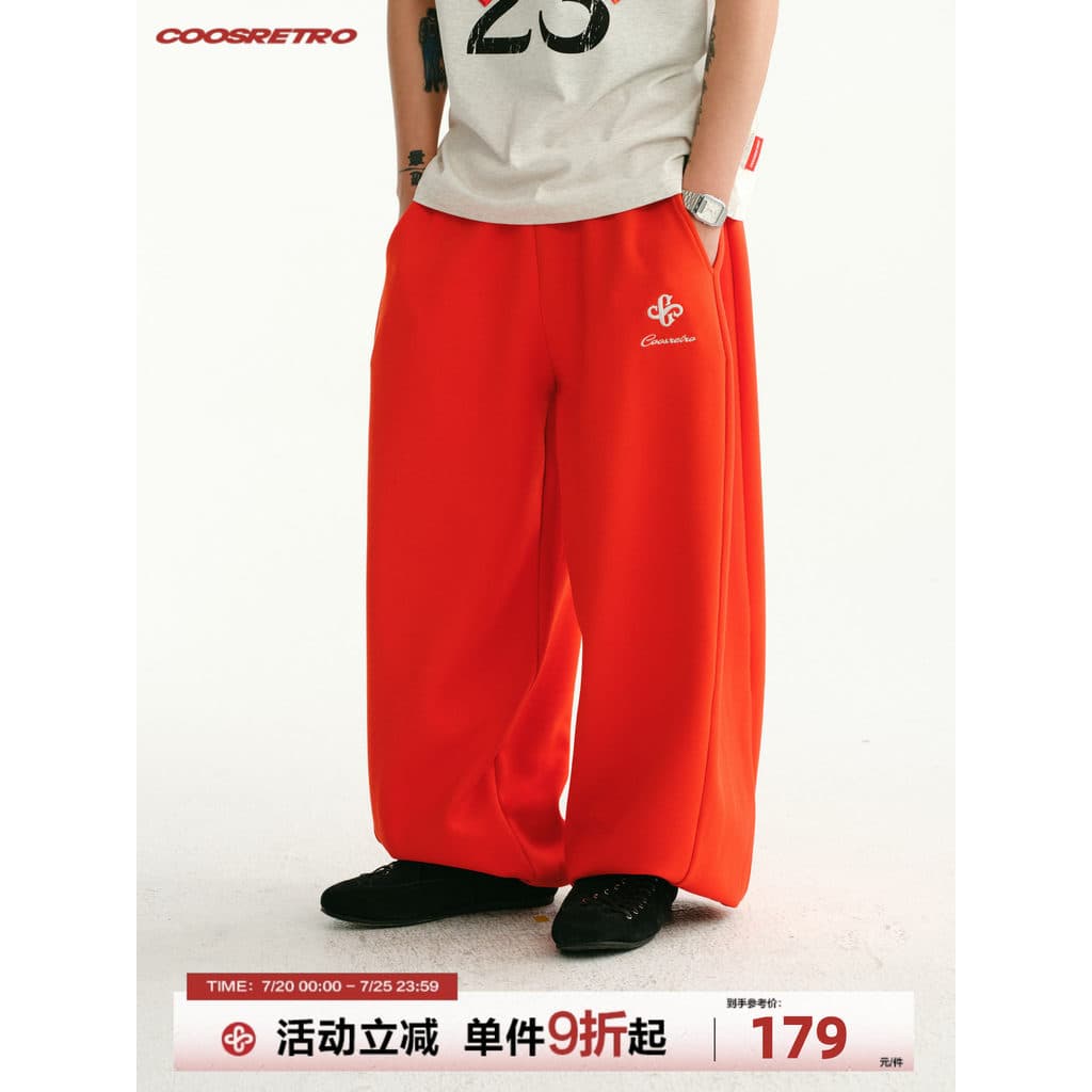 CoosRetro Americano Retro Loose-Leggings Calças Esportivas Meninos Verão Calças Retas All-Match Calças Casuais
