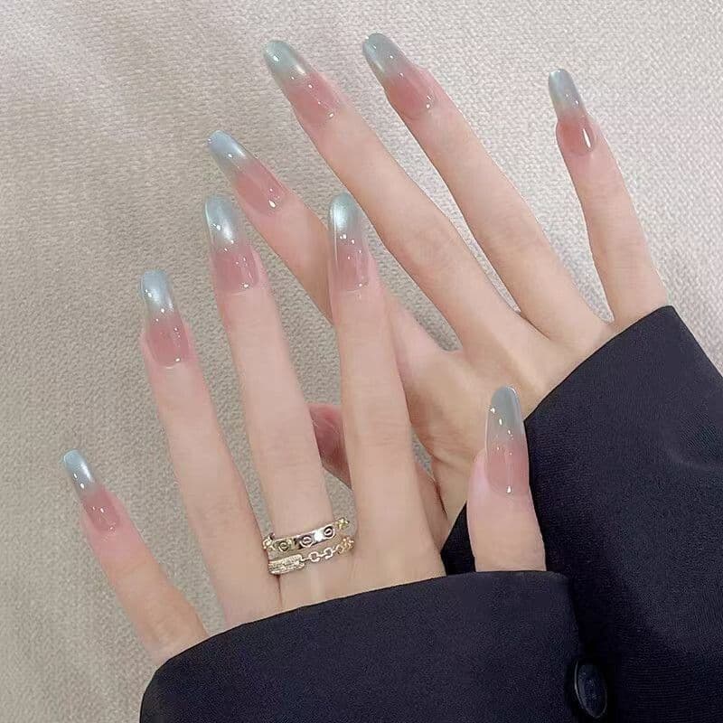 Creme de sal marinho olho de gato feito à mão para crianças usando unhas adesivos de unhas adesivos tridimensionais sent