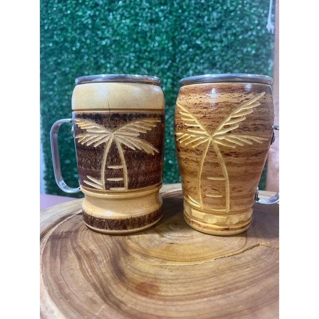 Caneca Madeira - Alça Copo Alumínio