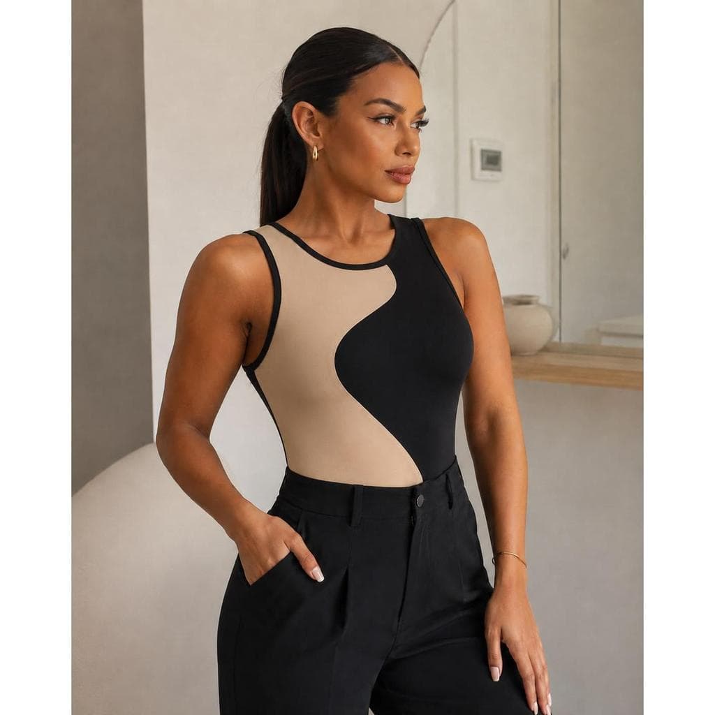 Body feminino NOVO regata caneladinho bicolor alcinha zig zig moda bloguerinha verão 2024 garanta já imperdivel