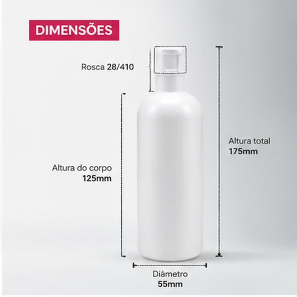 kit Frascos Plástico 300ml Hidraline PEAD Rosca 28/410 100un 250un 500un