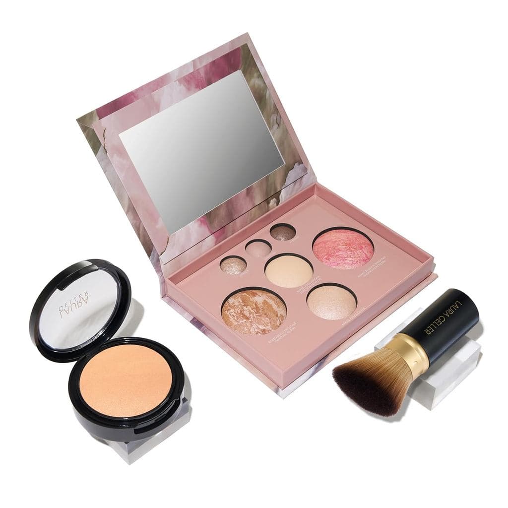 Conjunto de Maquiagem para Iniciantes LAURA GELLER NEW YORK - Cobertura Completa: Base Double Take + Melhor Paleta Facia