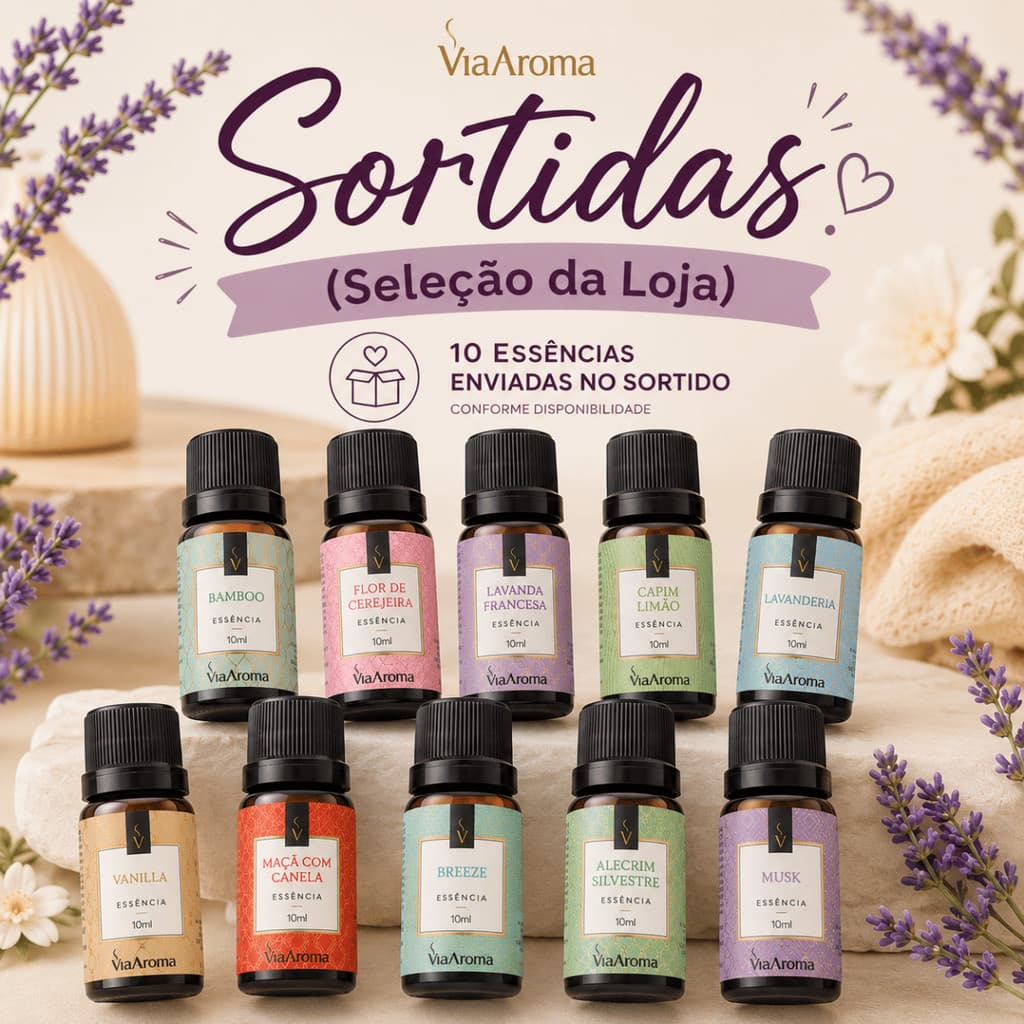 Kit 10 Essências Via Aroma 10ml para difusor – Sortidas