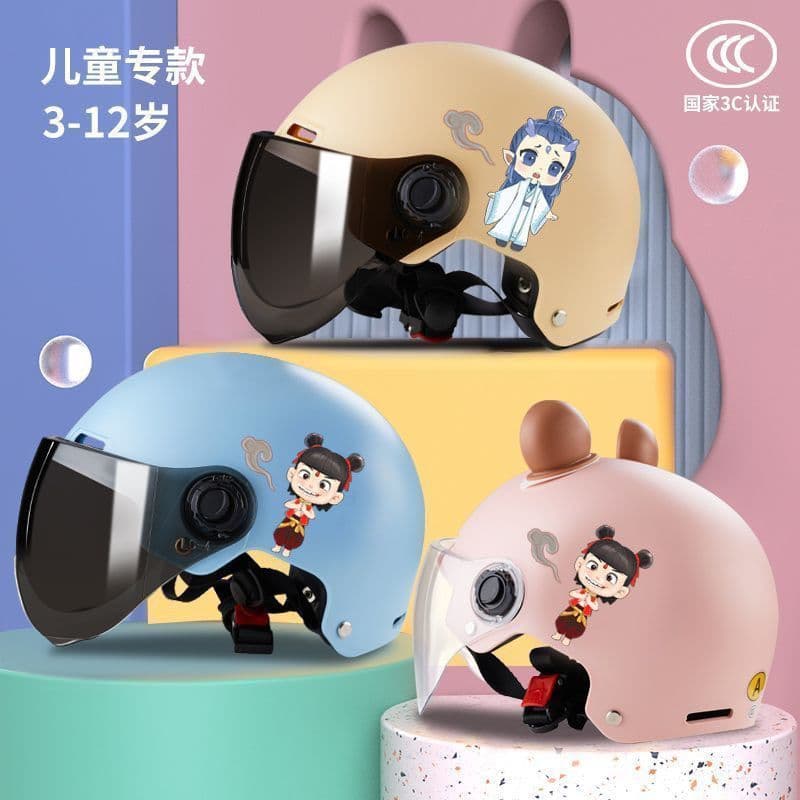 Capacete infantil certificado Nezha's Demon Boy Haohai 3C, meninos, meninas, quatro estações, meio capacete Universal, m