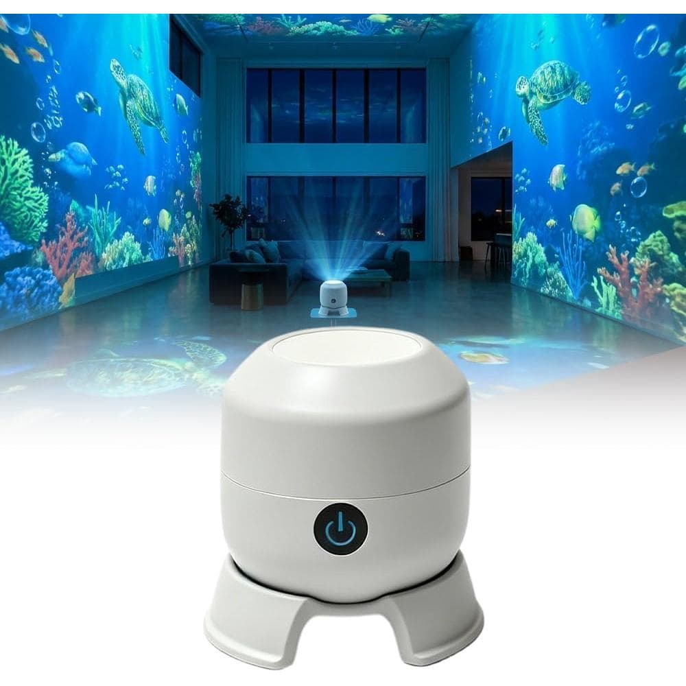 Projetor de Luz LED Rotativo, 360 °   Luz Noturna Galáxia Onda Oceânica, Base Multiângulo, Recarregável por USB, Brilho