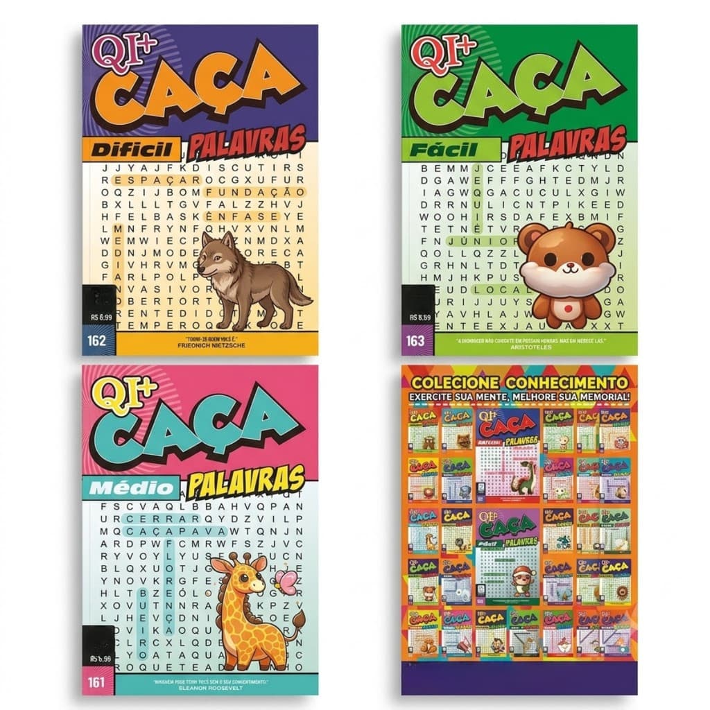 Kit 20 Caça Palavras Letra Maior Fácil De Ler Revista De Palavras Cruzadas Estimular Memória Concentração Antiestresse