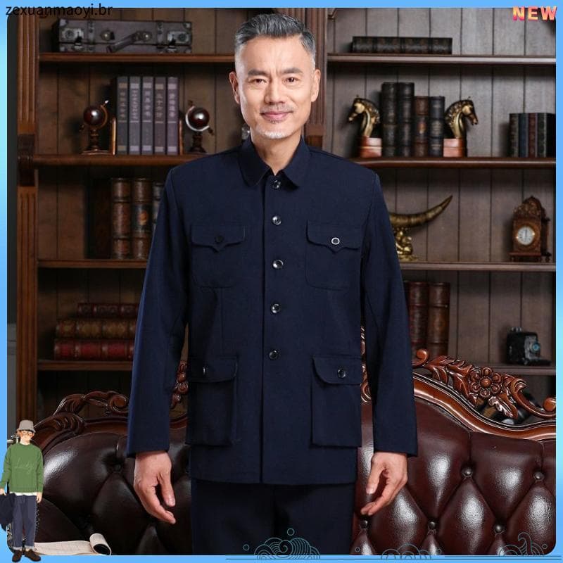 Zhongshan terno masculino roupas para idosos pai terno antiquado zhongshan terno vovô terno estilo étnico Tang terno jaq