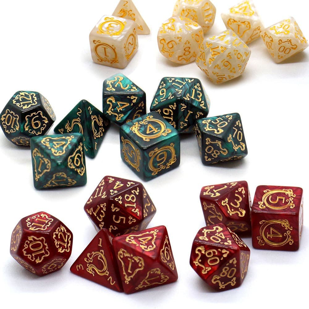 42741 Conjunto de 7 peças de dados DND com padrão de dragão, dados poliédricos D4 D6 D8 D10 D12 D20, um presente ideal p