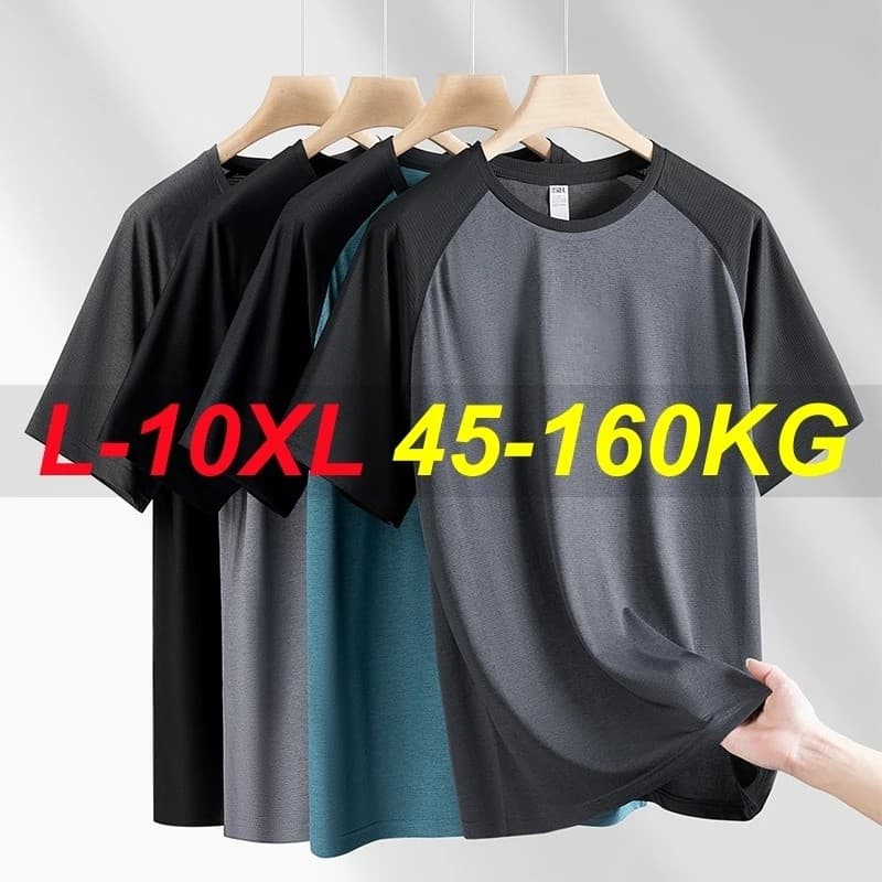 Camisetas Masculinas Plus Size Casuais de Verão, Soltas, Esportivas, 100% Poliéster, Manga Curta, Secagem Rápida