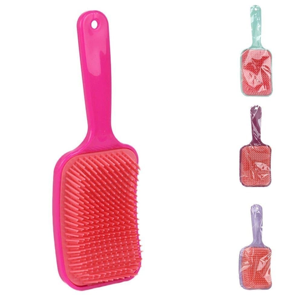 Escova de Cabelo Retangular Desembaraçadora Cerdas Nylon Massageadora - Novidade pra você!